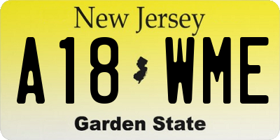 NJ license plate A18WME