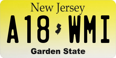 NJ license plate A18WMI
