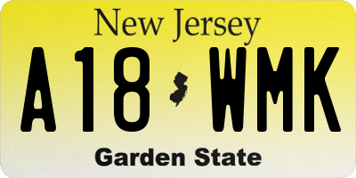 NJ license plate A18WMK
