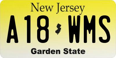 NJ license plate A18WMS