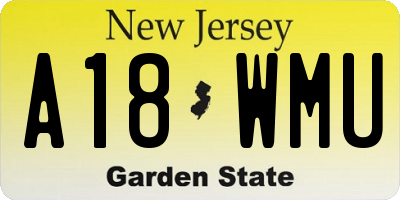 NJ license plate A18WMU