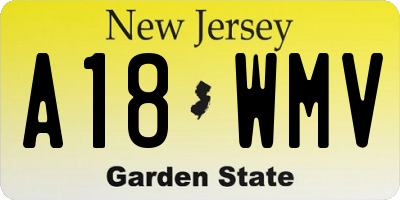 NJ license plate A18WMV