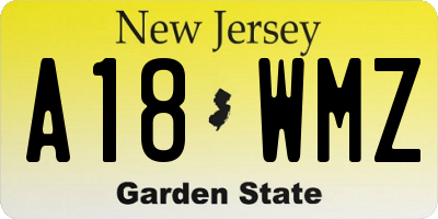 NJ license plate A18WMZ