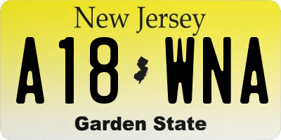 NJ license plate A18WNA