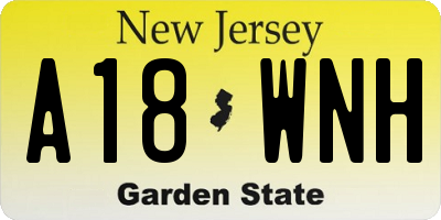 NJ license plate A18WNH
