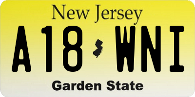 NJ license plate A18WNI