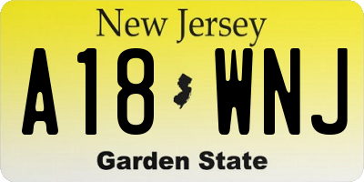 NJ license plate A18WNJ