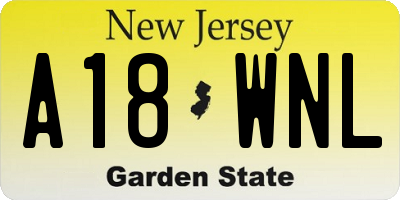 NJ license plate A18WNL