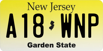 NJ license plate A18WNP
