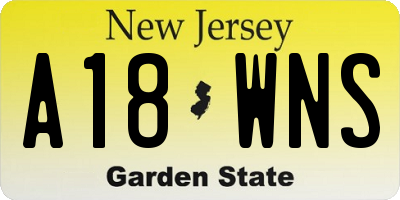 NJ license plate A18WNS