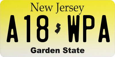 NJ license plate A18WPA