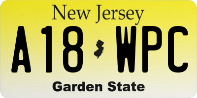 NJ license plate A18WPC