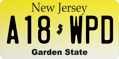 NJ license plate A18WPD