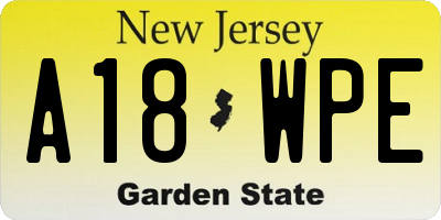 NJ license plate A18WPE