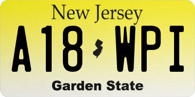 NJ license plate A18WPI