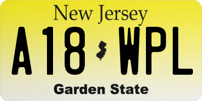 NJ license plate A18WPL