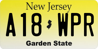 NJ license plate A18WPR