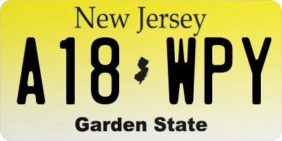 NJ license plate A18WPY
