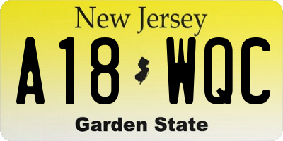 NJ license plate A18WQC