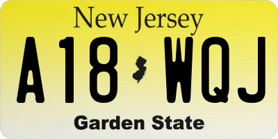 NJ license plate A18WQJ