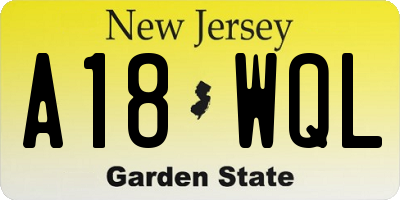 NJ license plate A18WQL