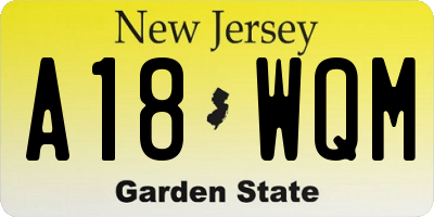 NJ license plate A18WQM