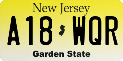 NJ license plate A18WQR