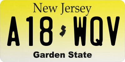 NJ license plate A18WQV