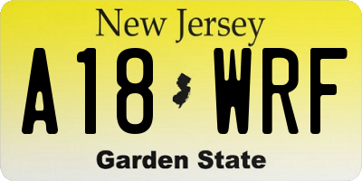 NJ license plate A18WRF