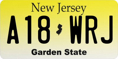 NJ license plate A18WRJ