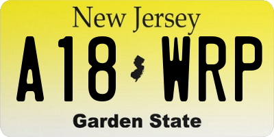 NJ license plate A18WRP