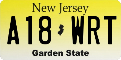 NJ license plate A18WRT