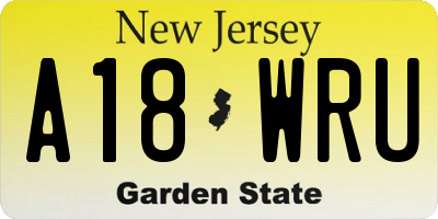 NJ license plate A18WRU