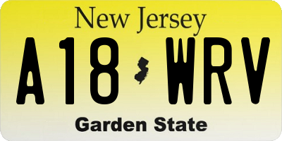 NJ license plate A18WRV