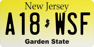 NJ license plate A18WSF