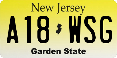NJ license plate A18WSG