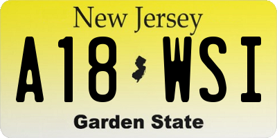 NJ license plate A18WSI