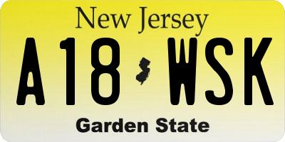 NJ license plate A18WSK