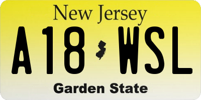 NJ license plate A18WSL