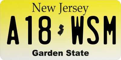 NJ license plate A18WSM