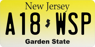 NJ license plate A18WSP