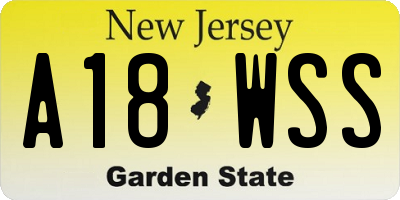NJ license plate A18WSS