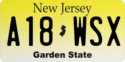 NJ license plate A18WSX