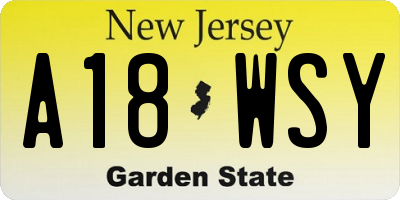 NJ license plate A18WSY