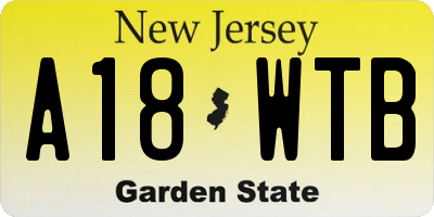 NJ license plate A18WTB