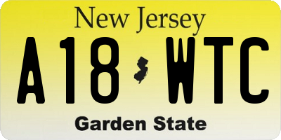 NJ license plate A18WTC