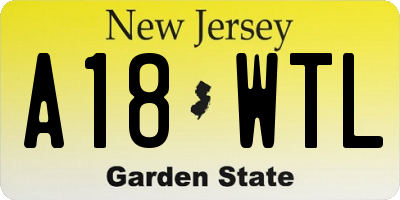 NJ license plate A18WTL