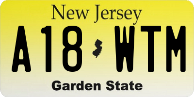 NJ license plate A18WTM