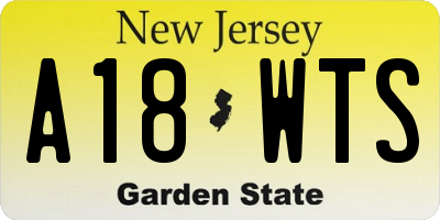 NJ license plate A18WTS