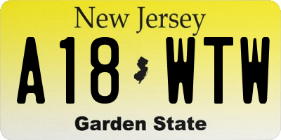 NJ license plate A18WTW